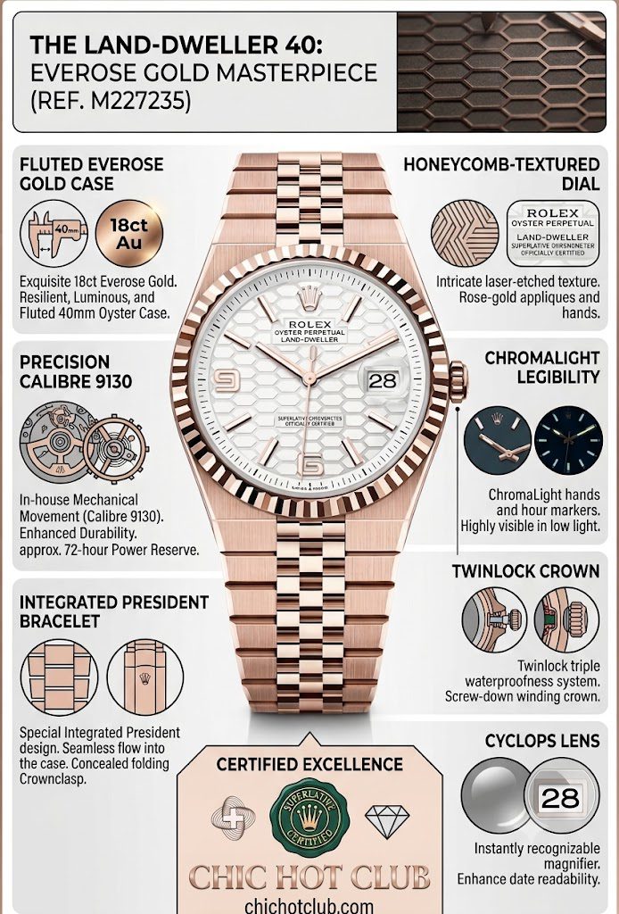 Rolex Land-Dweller 40 Oyster, 40 mm, Everose gold l luxury lifestyle digital magazine