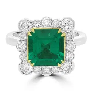 exclusive high end fashion club l Colombian Emerald Asscher Diamond Rubover Ring