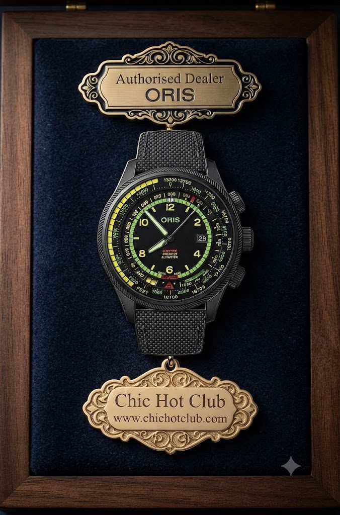 ORIS Watches Authorised Dealer ORIS discount designer brands online l ORIS x Bamford Watch Department Limited Edition ‘Mission Control’ (47mm) Black Dial / Black Textile Strap